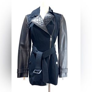 Burberry London Leather-sleeved Cotton-gabardine Trench Coat